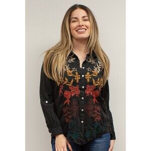 Klya Seo Tiya Shirt Multi Colored Button Up 100% Cotton Made In India NWT